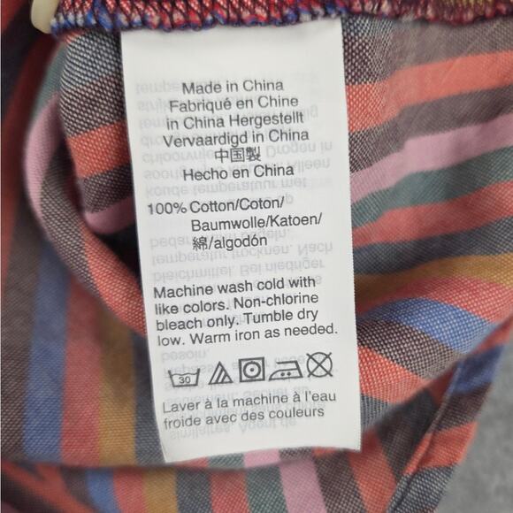 Madewell Top Womens Size Small Courier Button-Back Shirt Rainbow Stripe V Neck - Picture 10 of 15